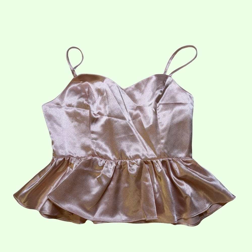Endless Rose Satin Peplum Camisole in Rose Gold